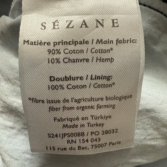 Sezane Denim Jumpsuit Romper Size 38 Organic Cotton / Hemp Fabric V-Neckline - Picture 11 of 11